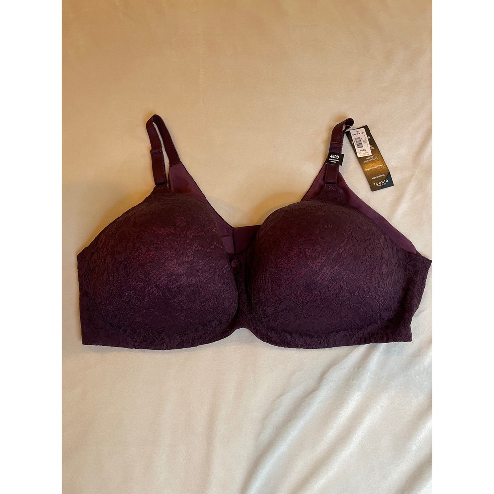 Torrid Curve 360 Back Smoothing Everyday‎ Wire Free Lace Bra Purple 46DD NWT